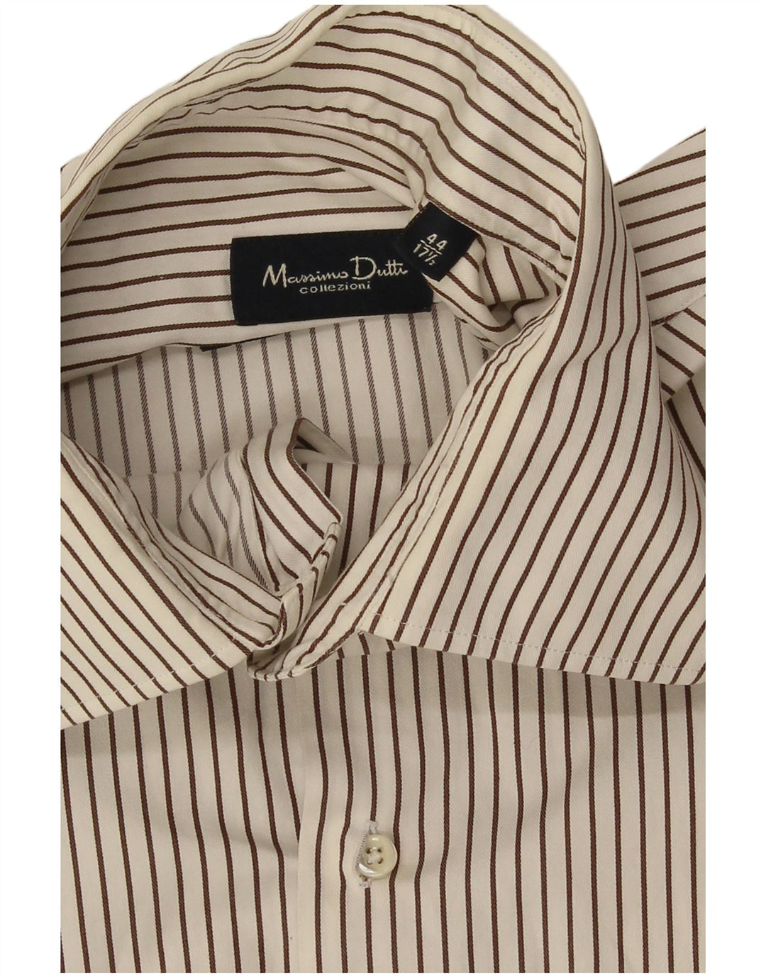 Massimo Dutti Herrenhemd Größe 44 17 1/2 XL Off White Nadelstreifen