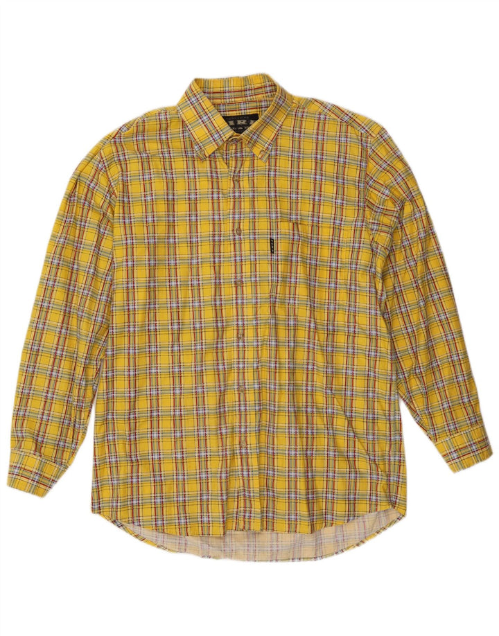 Vintage Herrenhemd XL Gelb kariert Baumwolle