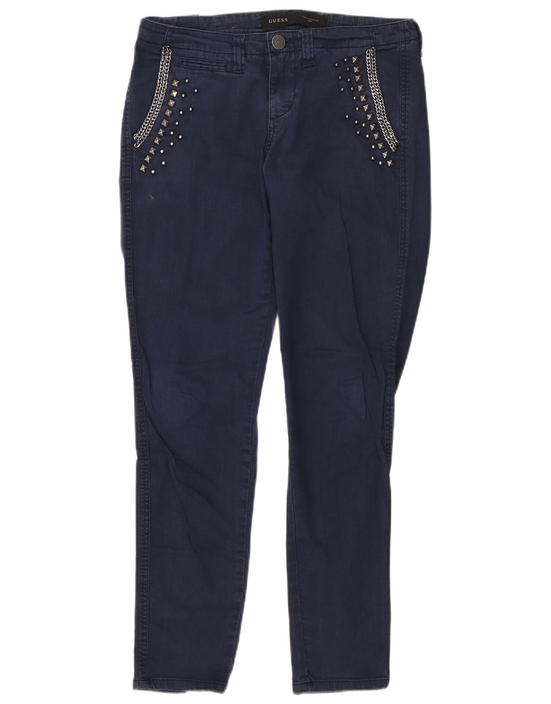 GUESS Damen Slim Jeans W27 L28 Marineblaue Baumwolle