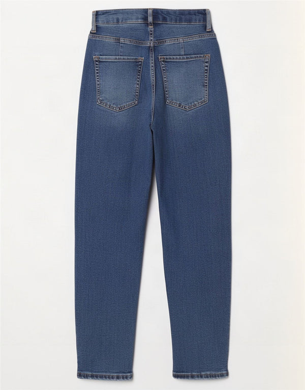 Marks & Spencer Damen High Rise Tapered Jeans UK 8 Small W24 L26 Blau