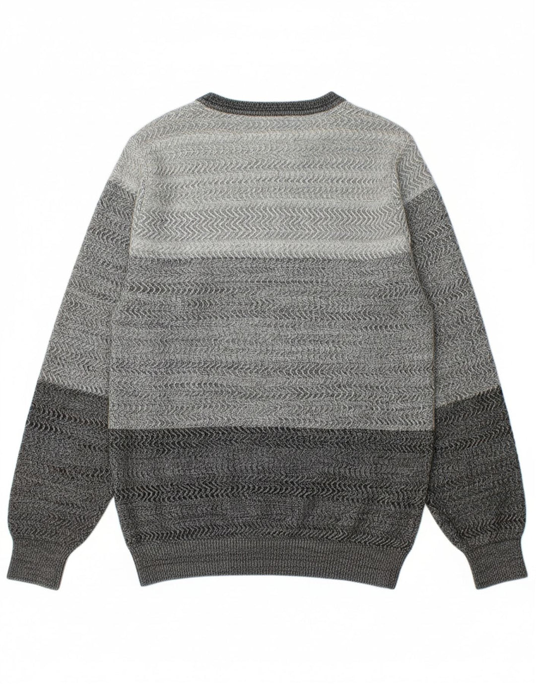 DANIEL HECHTER Mens Crew Neck Jumper Sweater Large Grey Chevron Cotton