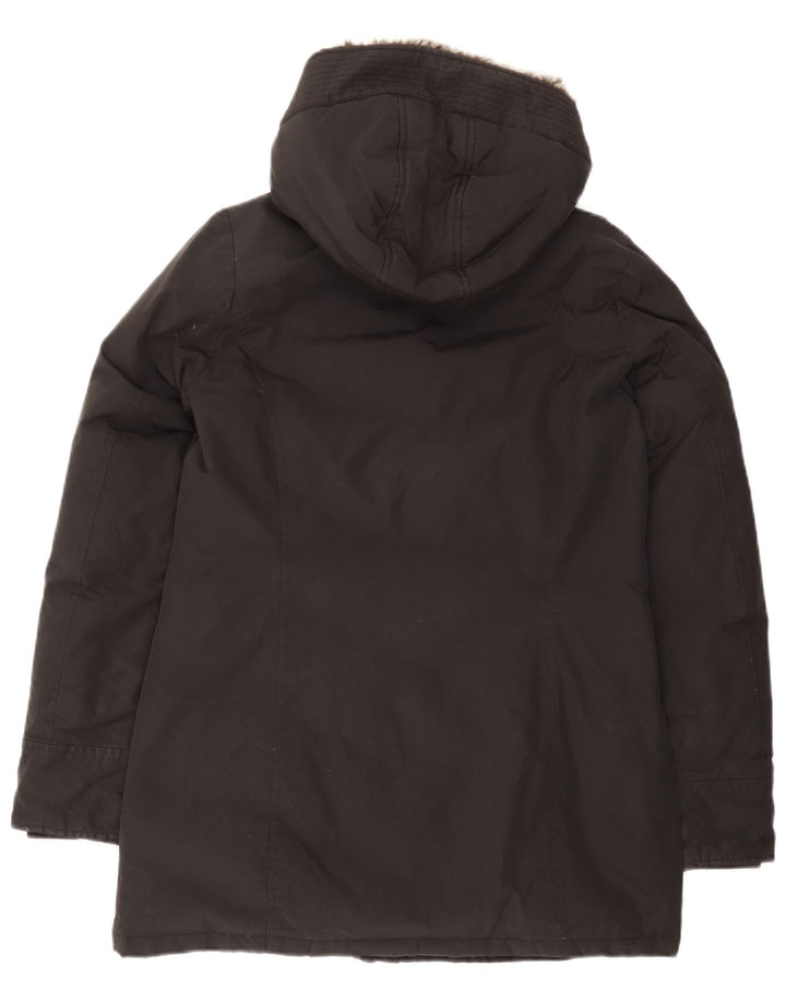 Woolrich Wattierte Damenjacke mit Kapuze, UK 14, mittelschwarze Baumwolle