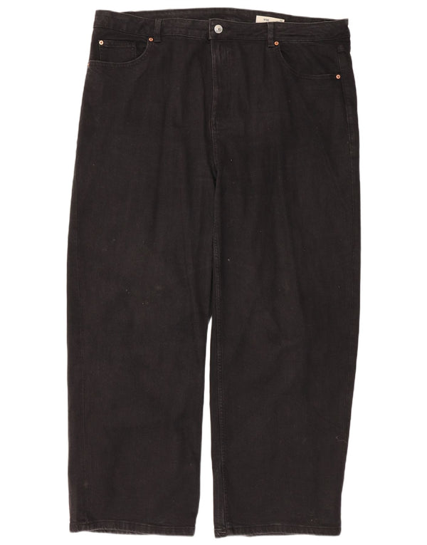 Marks & Spencer Damen Jeans mit weitem Bein, UK 22 3XL W42 L29, schwarze Baumwolle