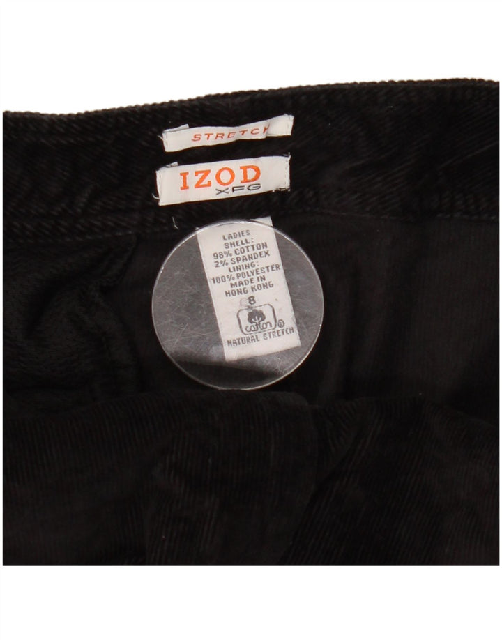 Izod Damen Capri Cargo Cordhose US 8 Medium W30 L22 Schwarze Baumwolle