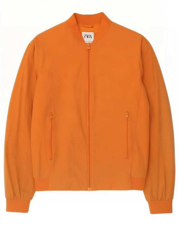 Zara Herren Bomberjacke UK 38 Medium Orange Nylon