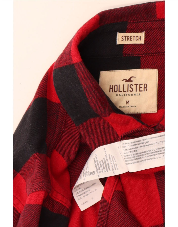 Hollister Herren-Flanellhemd aus mittelroter Gingham-Baumwolle