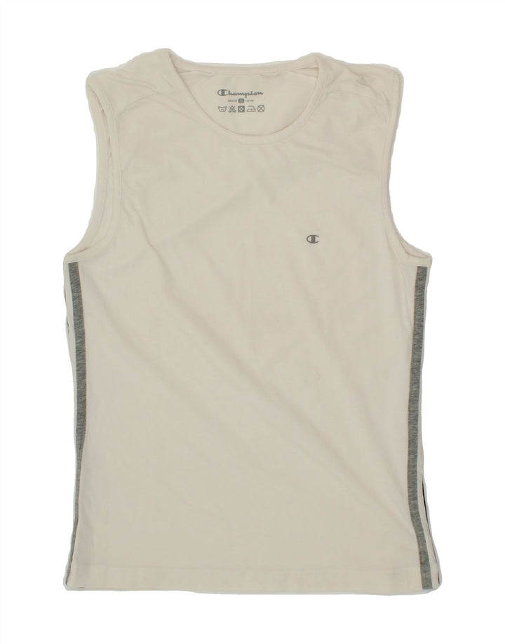 CHAMPION Womens Vest Top UK 8 Small Off White Vintage Champion and Second-Hand Champion from Messina Hembry 