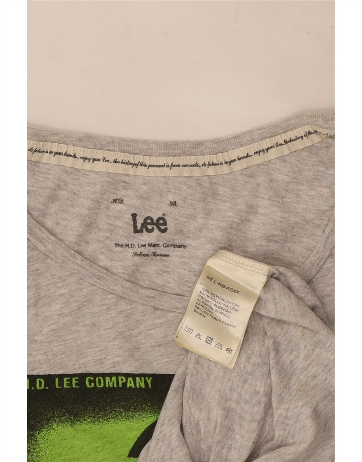 Lee Womens Graphic T-Shirt Top UK 12 Mittelgraue Baumwolle