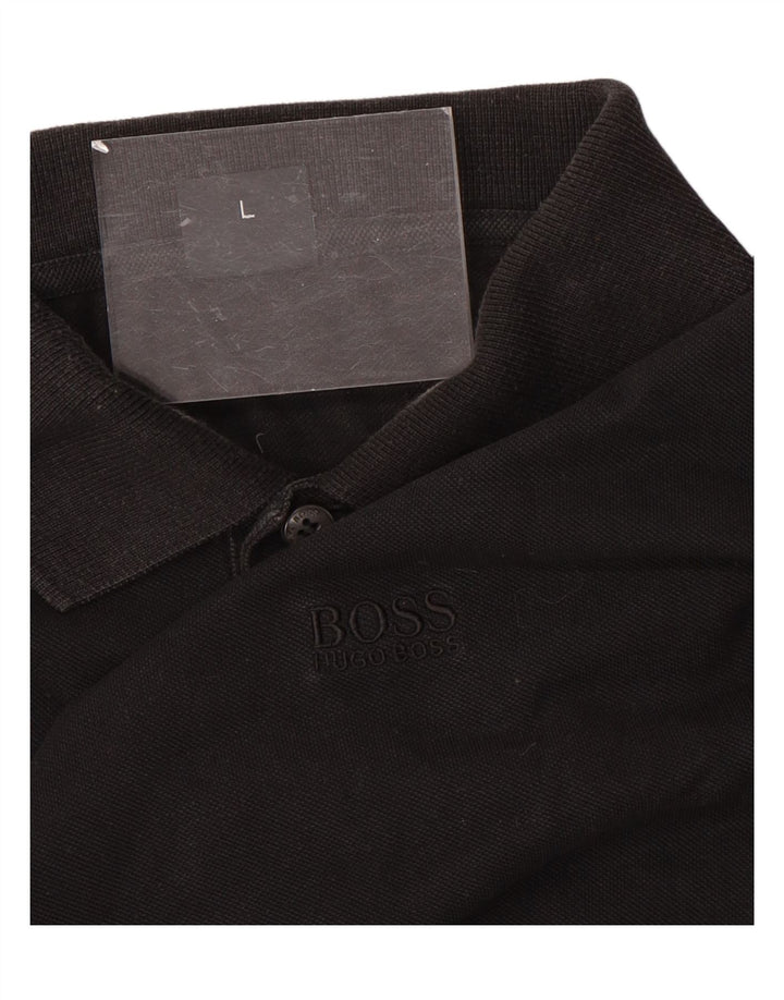 Hugo Boss Herren-Poloshirt, groß, schwarze Baumwolle