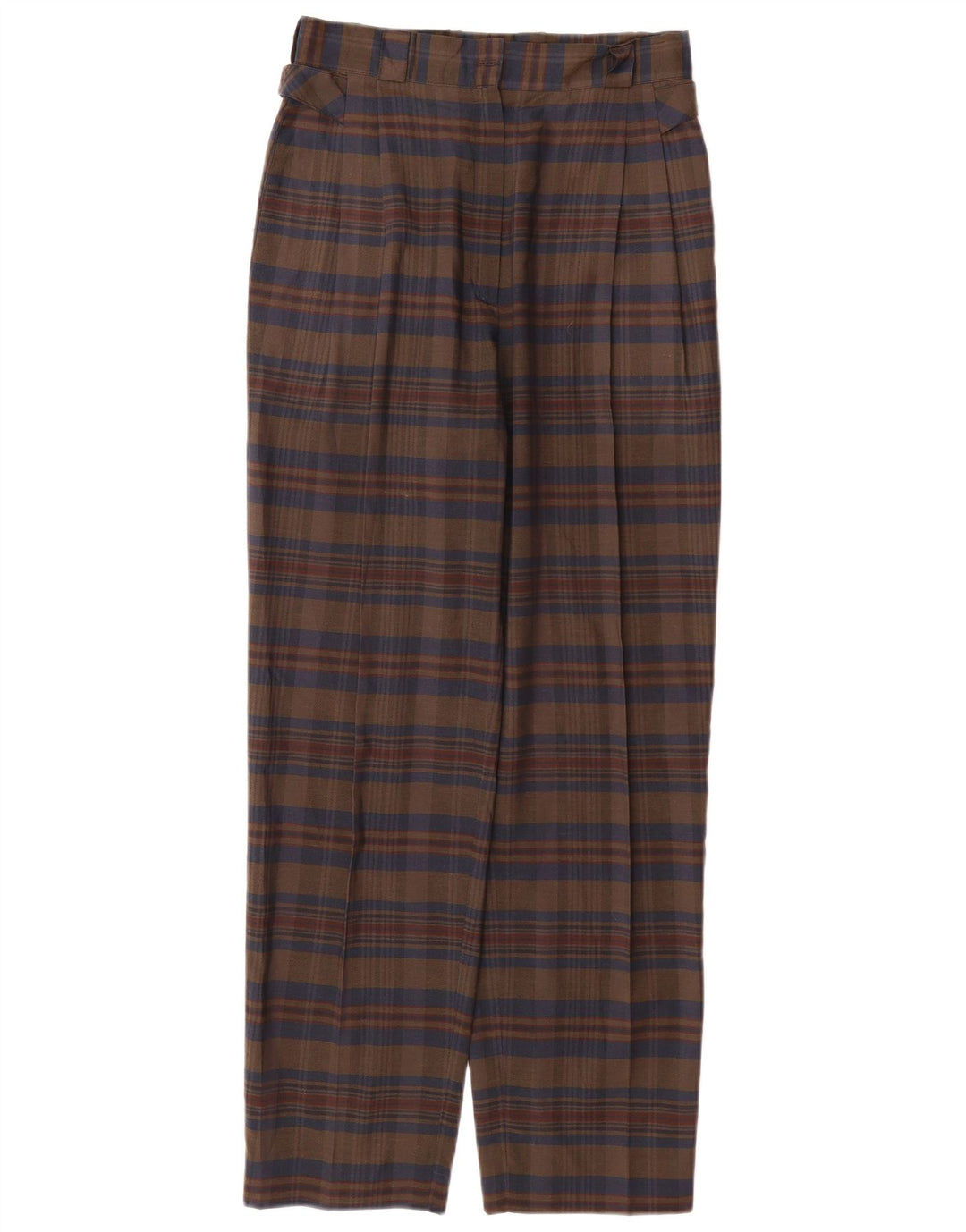 VINTAGE Damen-Chinohose mit hoher Taille, Größe 44, mittelgroß, W26, L29, braun kariert