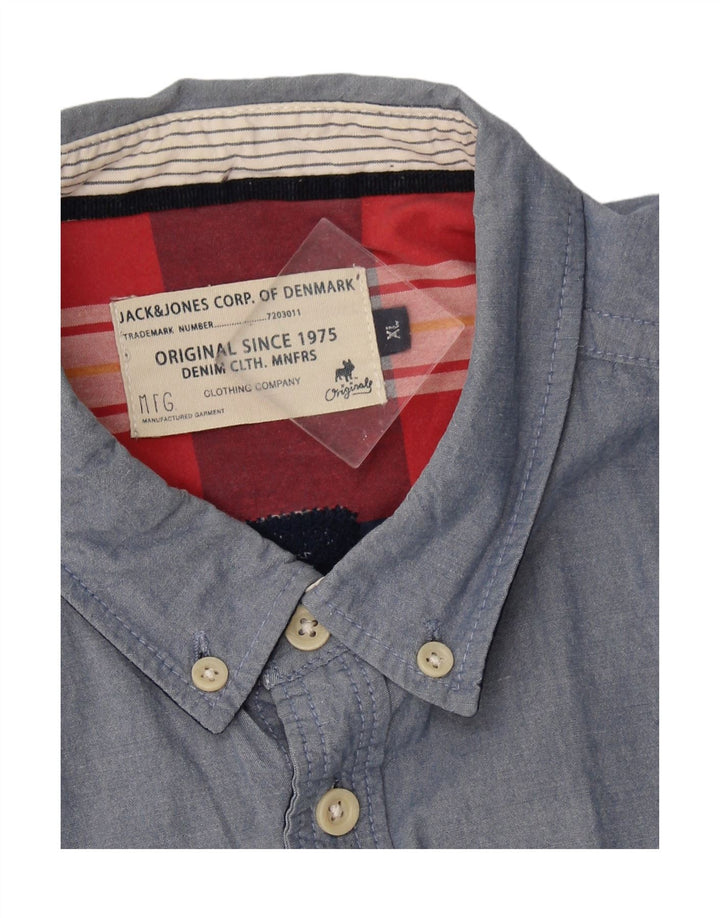 JACK & JONES Mens Graphic Shirt XL Blue Cotton