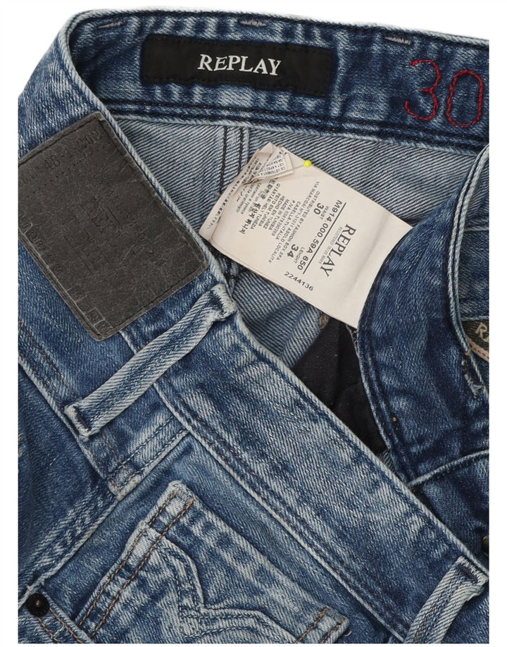 Replay Damen Slim Jeans W30 L29 Blaue Baumwolle