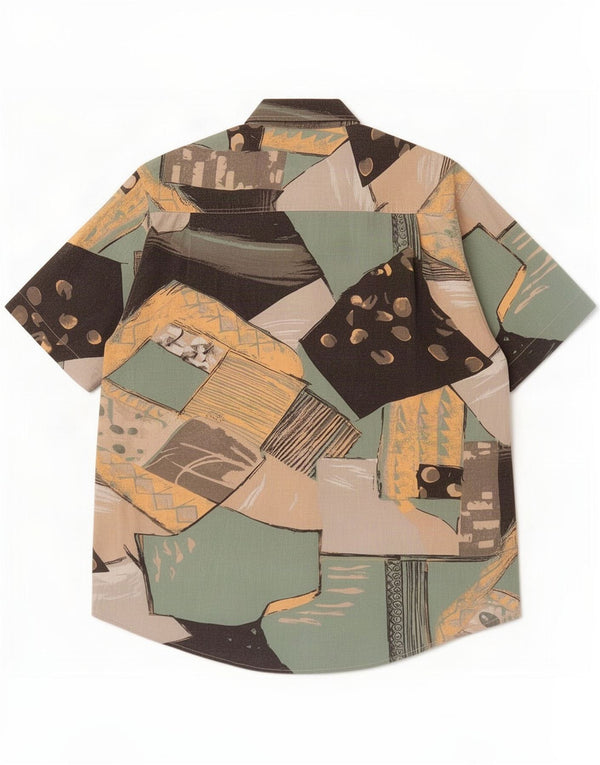 Melville Mens Short Sleeve Shirt Size 43/44 XL Multicoloured Patchwork