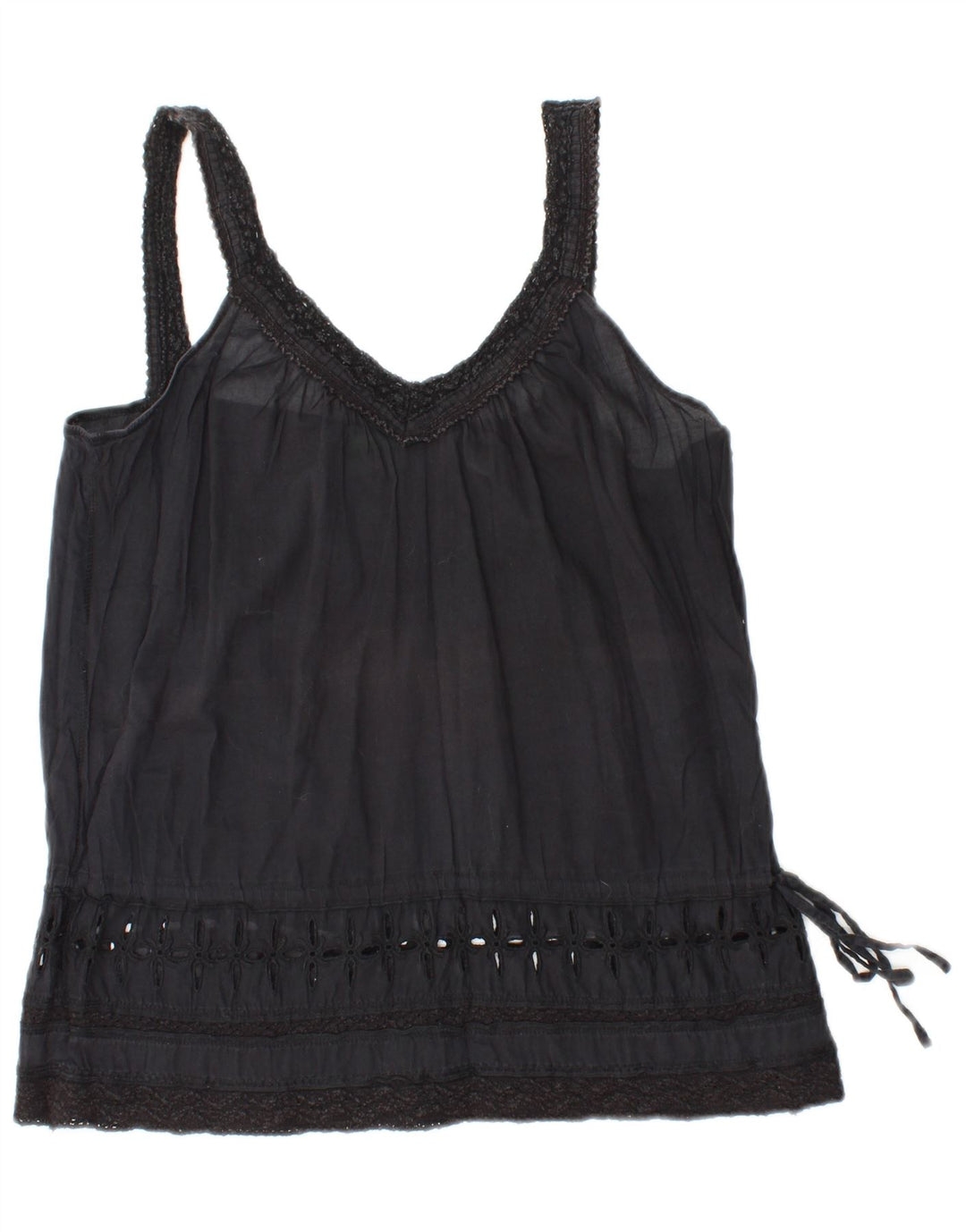 BENETTON Damen Cami Top UK 10 Small Schwarz