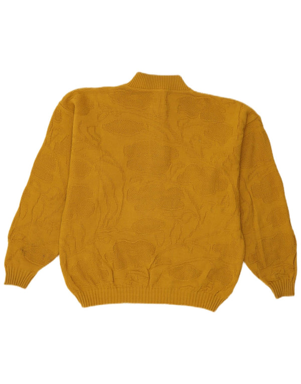 C & A Damen-Pullover mit Knopfkragen, EU 44, XL, gelbes Blumenmuster, Acryl