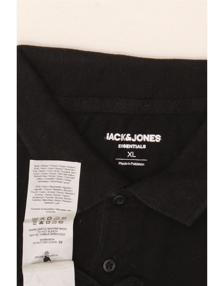 JACK & JONES Herren Poloshirt XL Schwarz Baumwolle