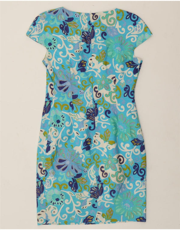 Vintage Damen Etuikleid UK 10 Small Blue Floral