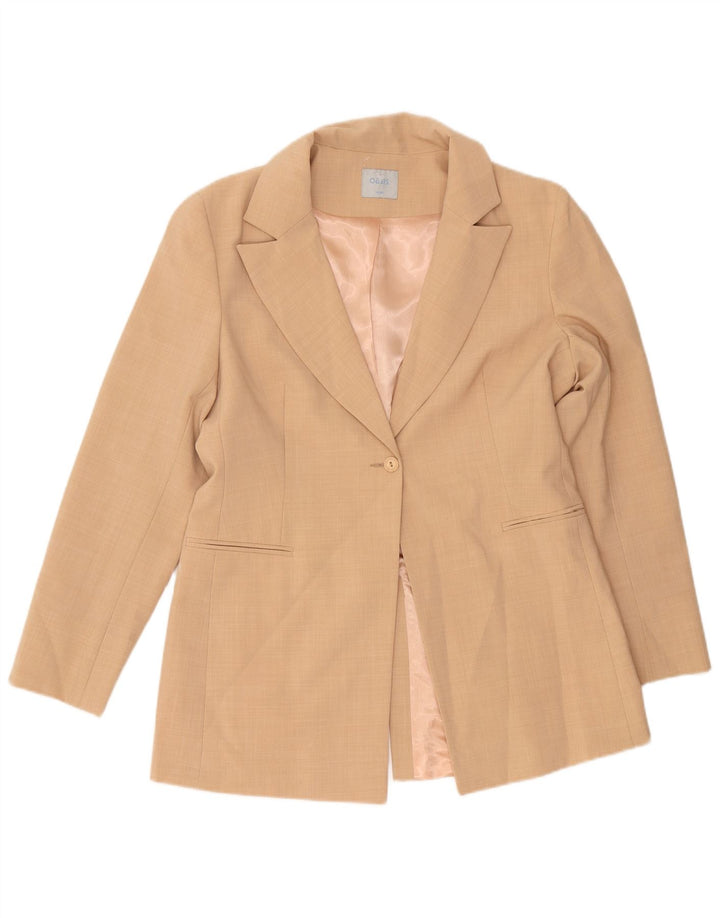 Oasis Damen-Blazerjacke mit 1 Knopf, UK 14, mittelbeigefarbenes Polyester