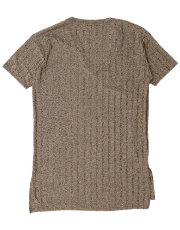 Übergroßes T-Shirt-Kleid von Zara für Damen, UK 14, Mittelgrau gestreift