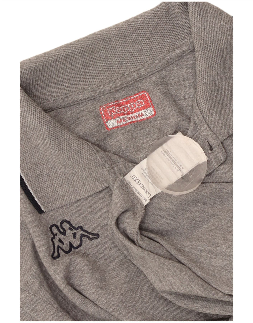 KAPPA Herren-Langarm-Poloshirt aus mittelgrau gesprenkelter Baumwolle