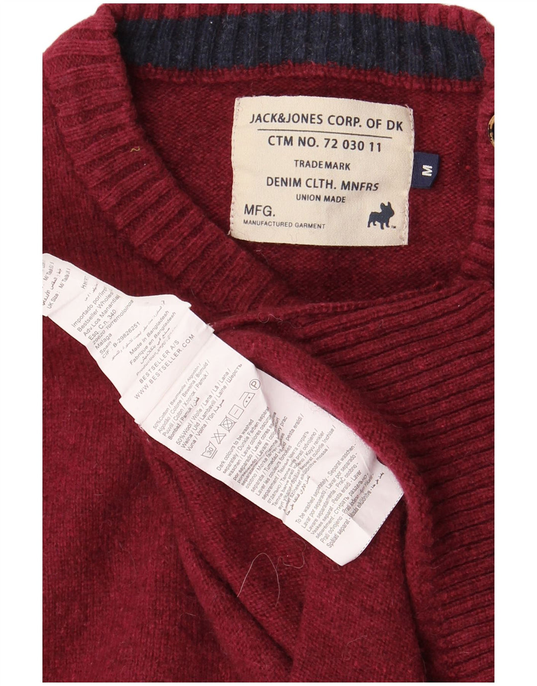 JACK & JONES Herren-Pullover mit Rundhalsausschnitt, mittlerer burgunderroter Baumwolle