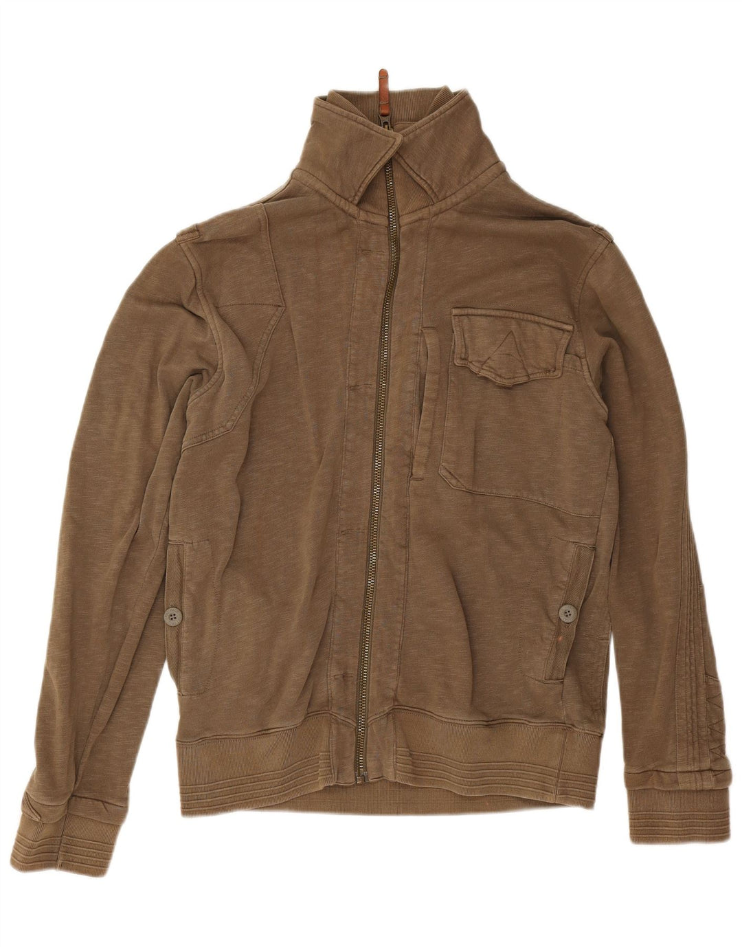 Fat Face Herren-Trainingsanzug-Oberteil, Jacke, mittlere Khaki-Baumwolle