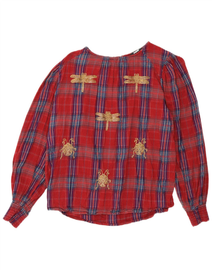 Desigual Damen Blusenoberteil UK 16 Large Red Check