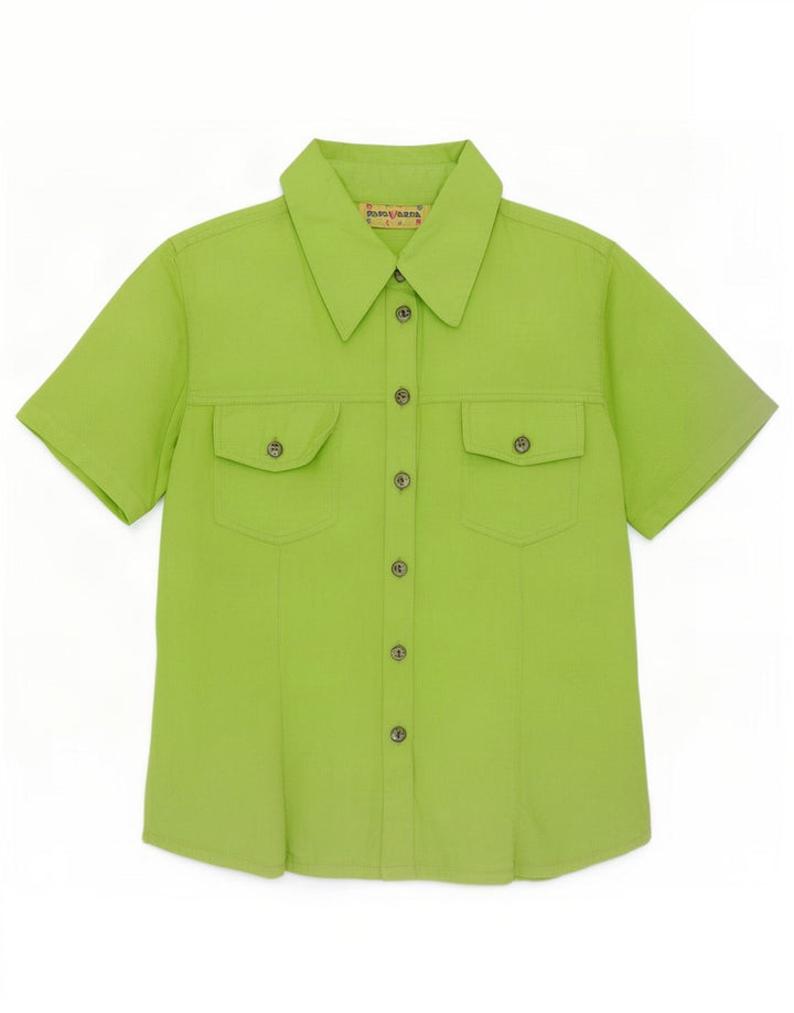 Vintage Damen Kurzarmshirt IT 46 Große grüne Baumwolle