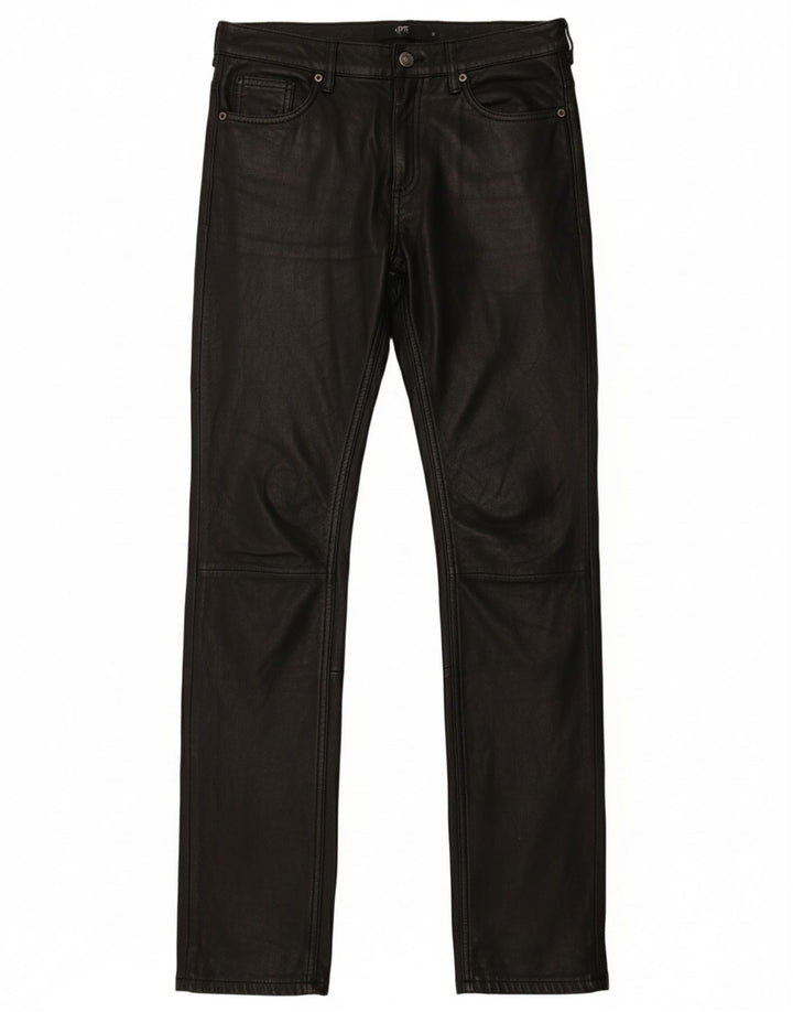 GIPSY Womens Slim Leather Trousers Small W27 L33 Black Leather