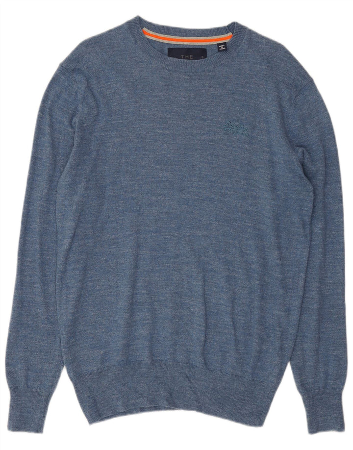 Superdry Herren-Pullover mit Rundhalsausschnitt, Größe L, aus blauer Baumwolle