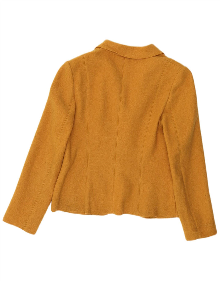Luisa Spagnoli Damen 2-Knopf-Blazerjacke IT 46 Große gelbe Wolle