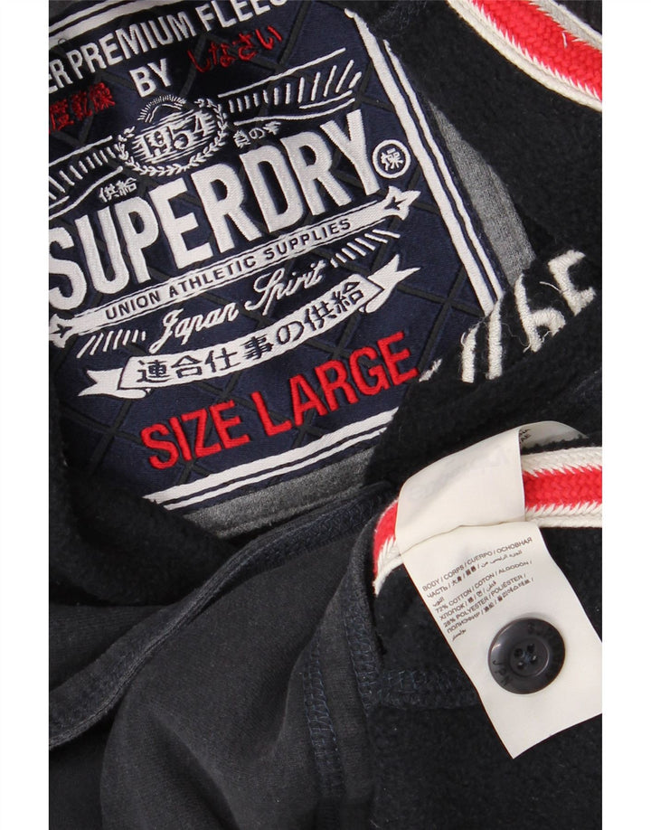Superdry Herren-Sweatshirt mit grafischem Knopfkragen, groß, marineblau, Baumwolle