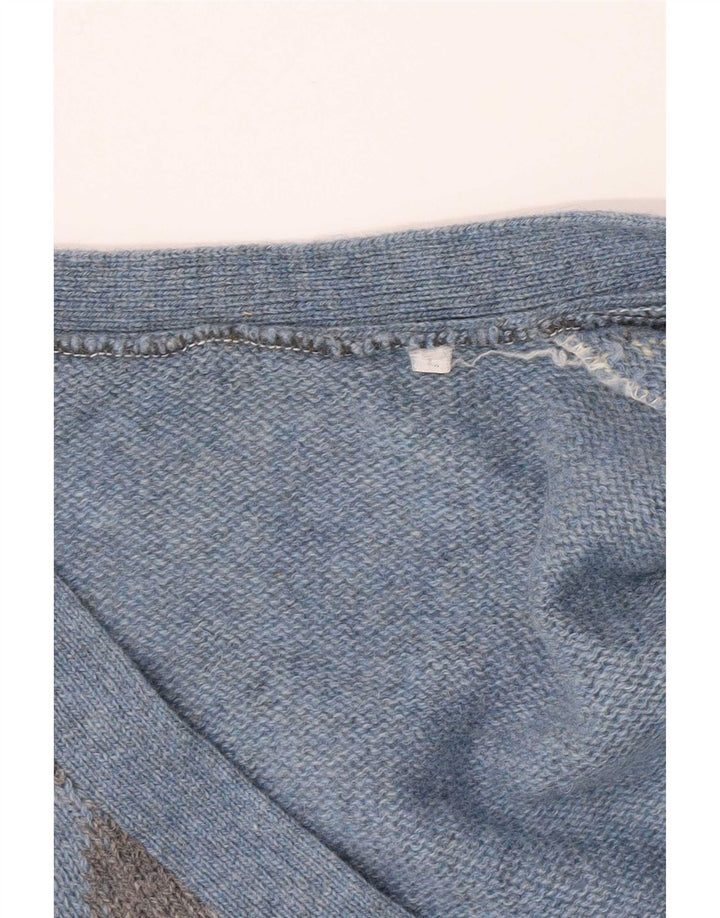 Vintage Herren Cardigan Pullover Groß Blau Argyle/Diamant