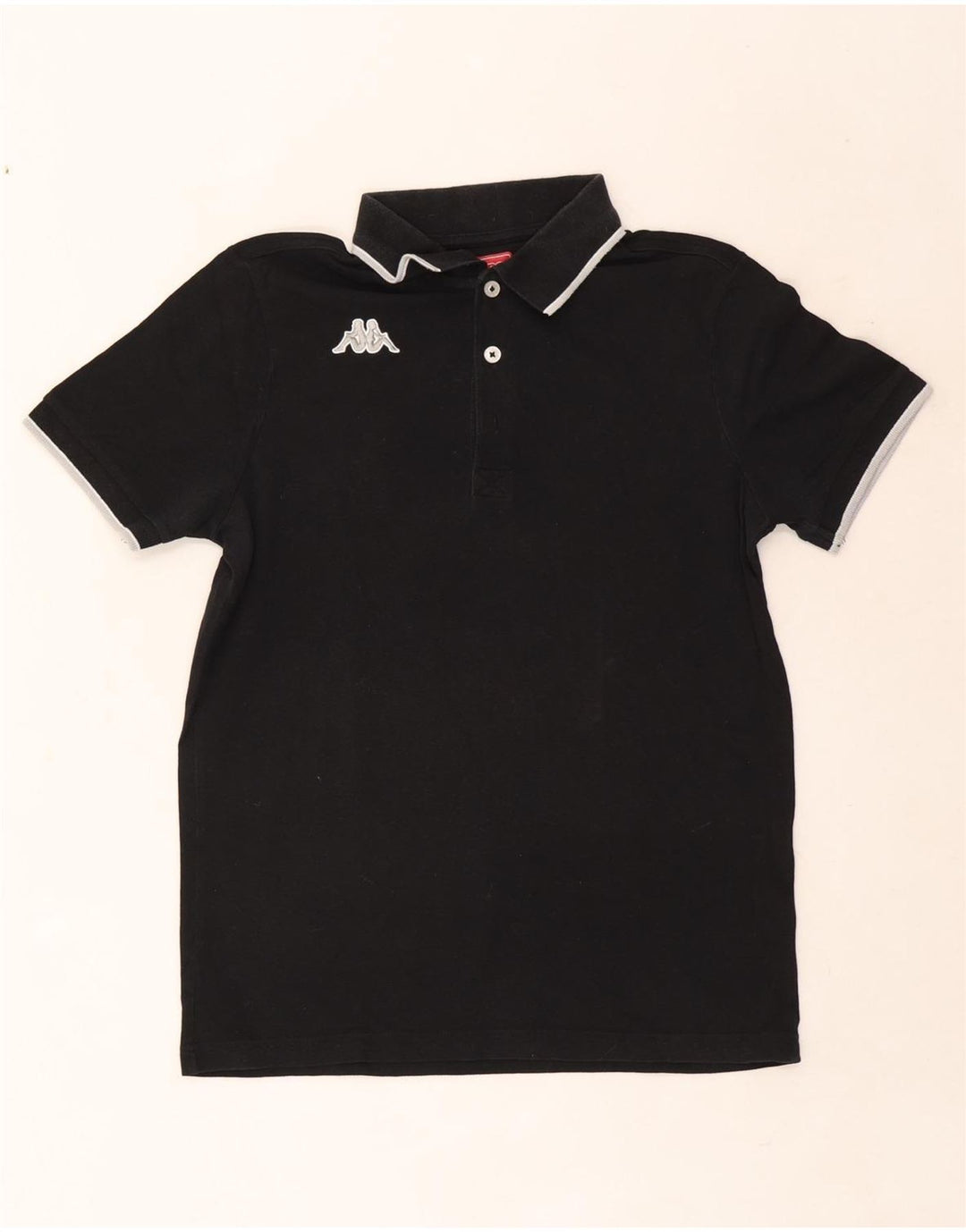 Kappa Herren-Poloshirt, klein, schwarz, gestreift, Baumwolle