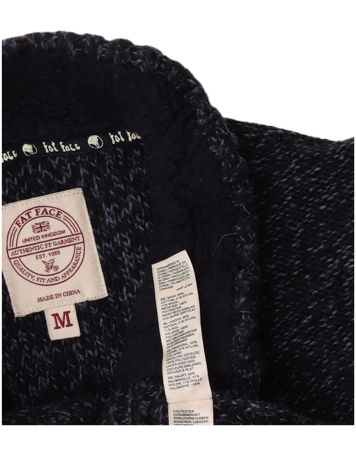 Fat Face Herren-Pullover mit Knopfkragen, mittelgroß, marineblau gesprenkelte Baumwolle