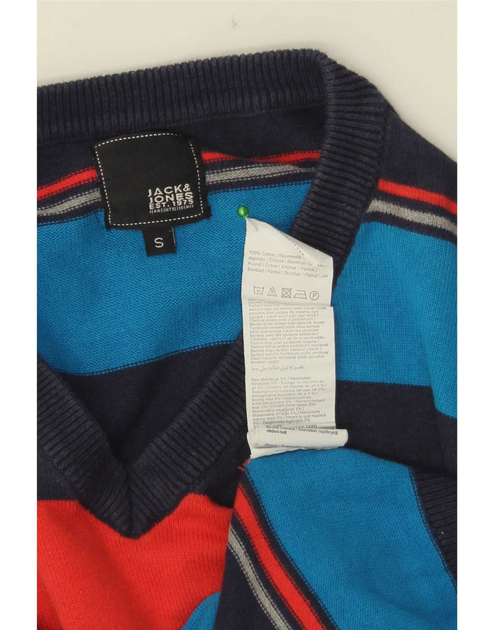 Jack & Jones Herren-Pullover mit V-Ausschnitt, klein, mehrfarbig, gestreift, Baumwolle
