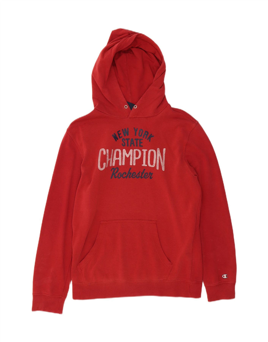 CHAMPION Mens Graphic Hoodie Jumper Medium Red Cotton