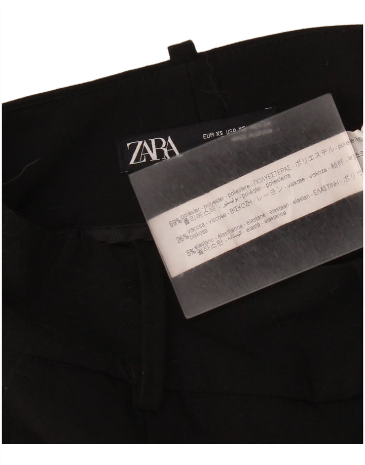 Zara Damen Tapered Chino Hose XS W24 L26 Schwarz Polyester