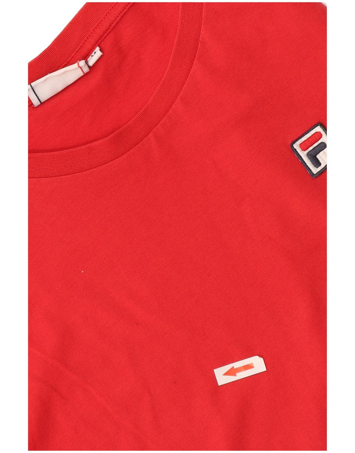 Fila Damen T-Shirt Top UK 14 Mittelrote Baumwolle