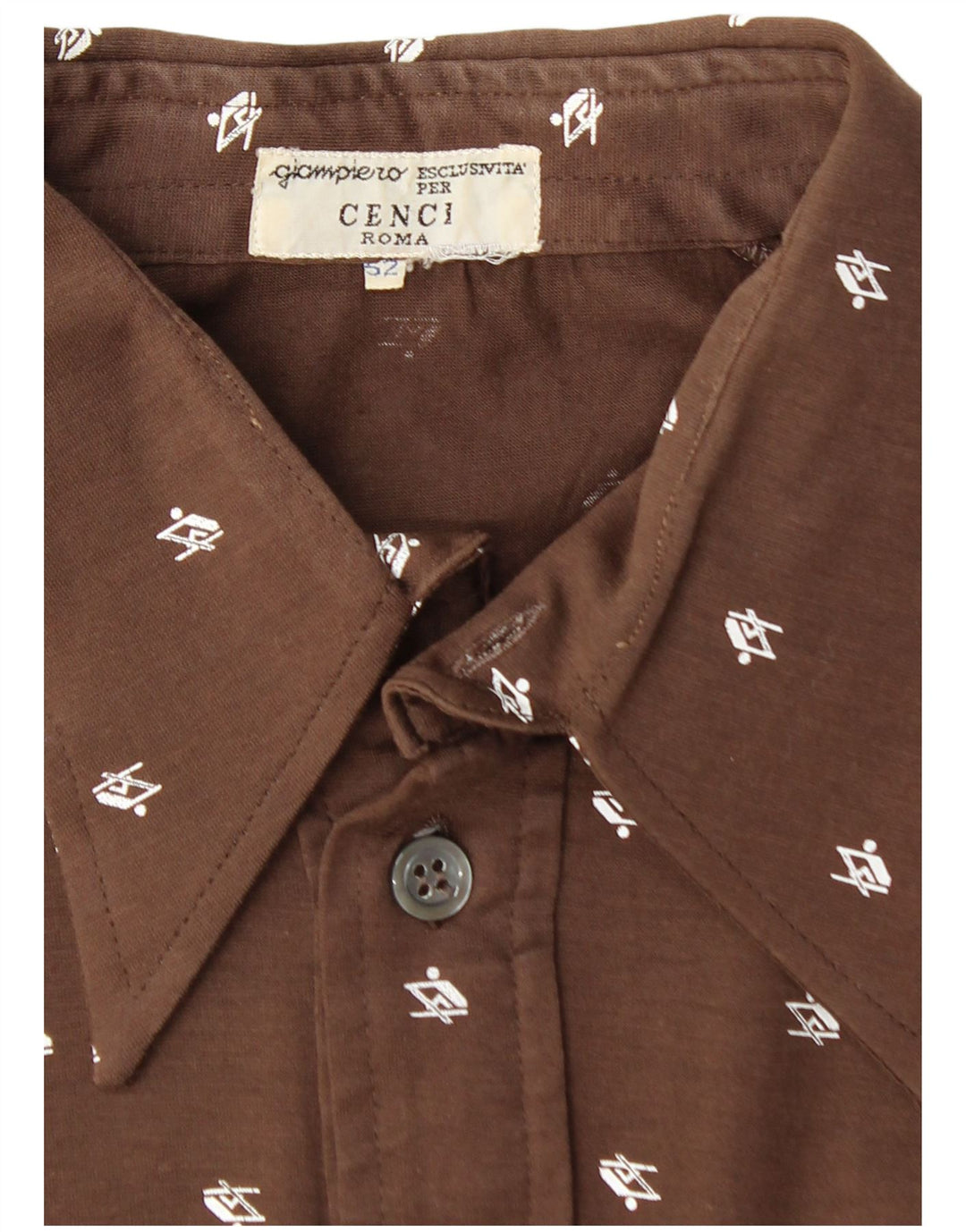 VINTAGE Womens Short Sleeve Pullover Shirt IT 52 2XL Brown Geometric