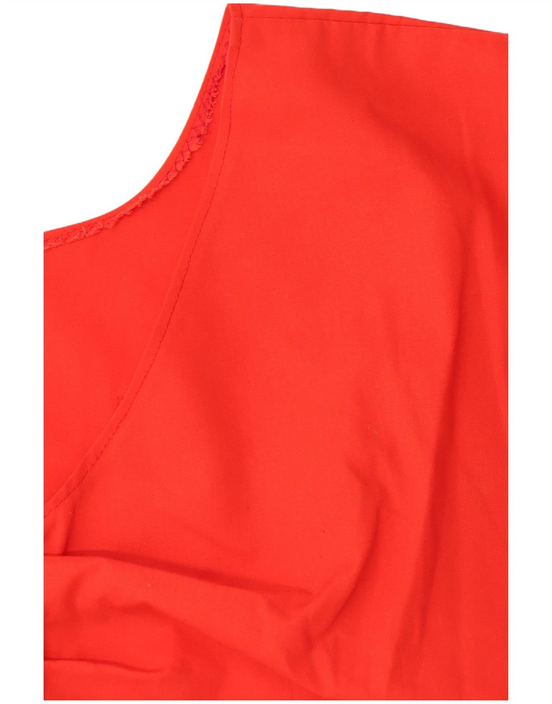 VINTAGE Damen Crop Bluse Top UK 16 Large Rot