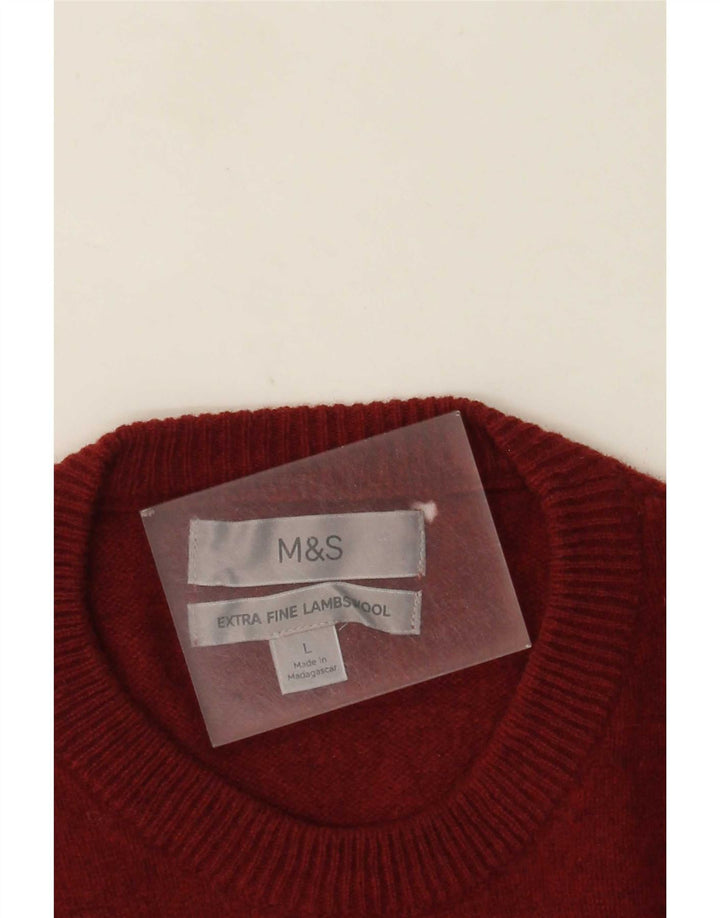 Marks & Spencer Herren-Pullover mit Rundhalsausschnitt, groß, burgunderrote Lammwolle