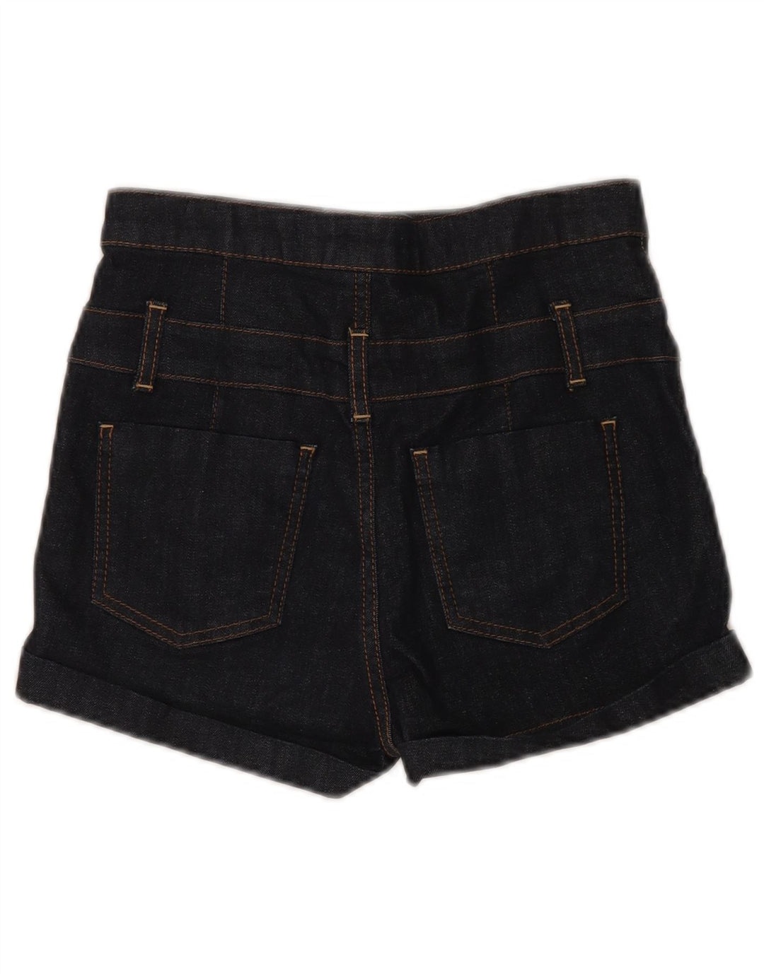 MOTO Damen-Jeansshorts mit hoher Taille, UK 10, Größe S, W28, Marineblau, Baumwolle