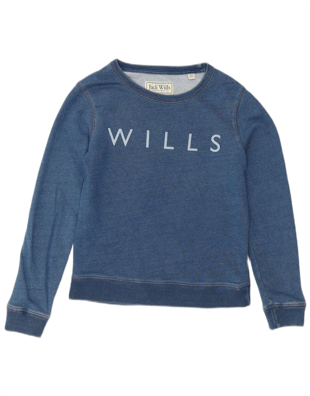 JACK WILLS Damen Grafik-Sweatshirt-Pullover UK 6 XS Blaue Baumwolle