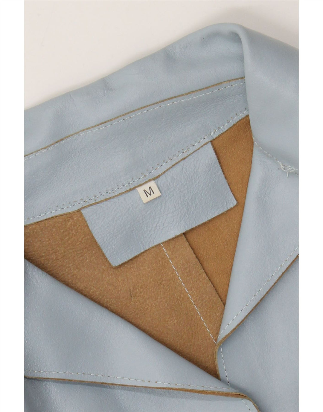 VINTAGE Damen 2-Knopf-Lederblazerjacke UK 12 Mittelblau