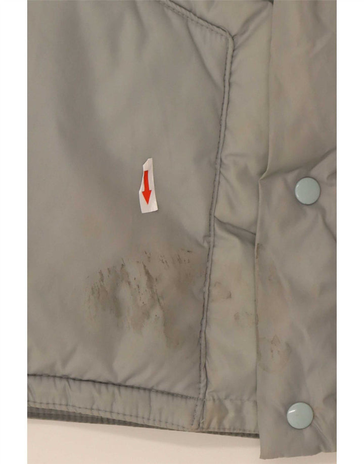 Fiorucci wattierte Herrenjacke mit Kapuze, UK 38, mittelgraues Colourblock-Nylon