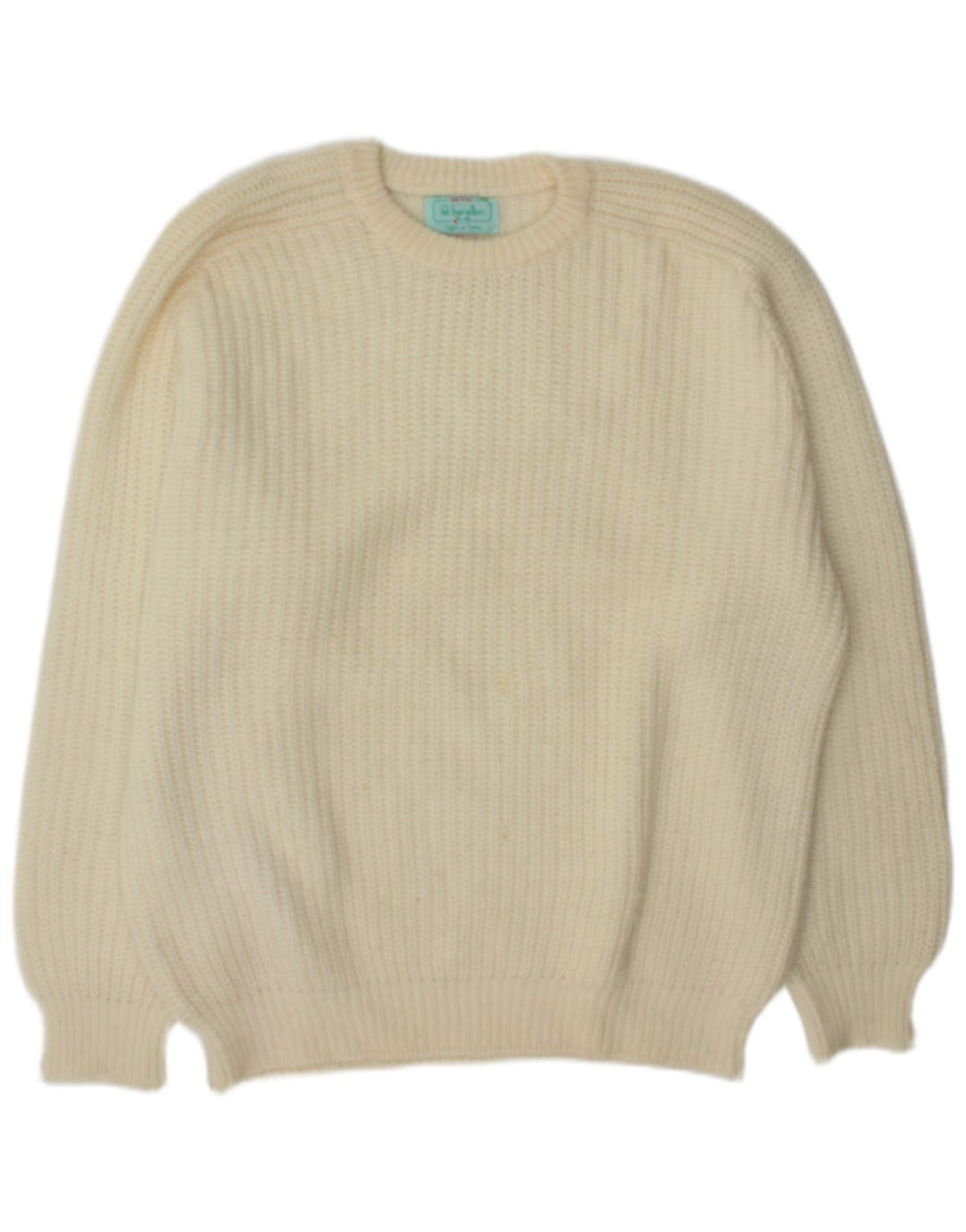 Benetton Herren-Pullover mit U-Boot-Ausschnitt, XL, gebrochenes Weiß