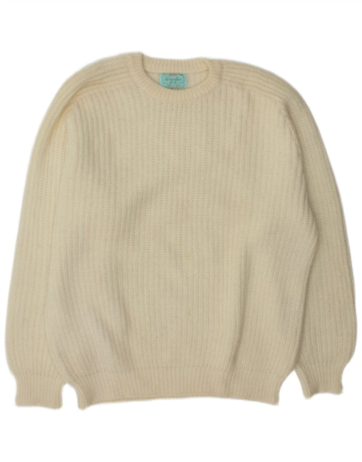 Benetton Herren-Pullover mit U-Boot-Ausschnitt, XL, gebrochenes Weiß