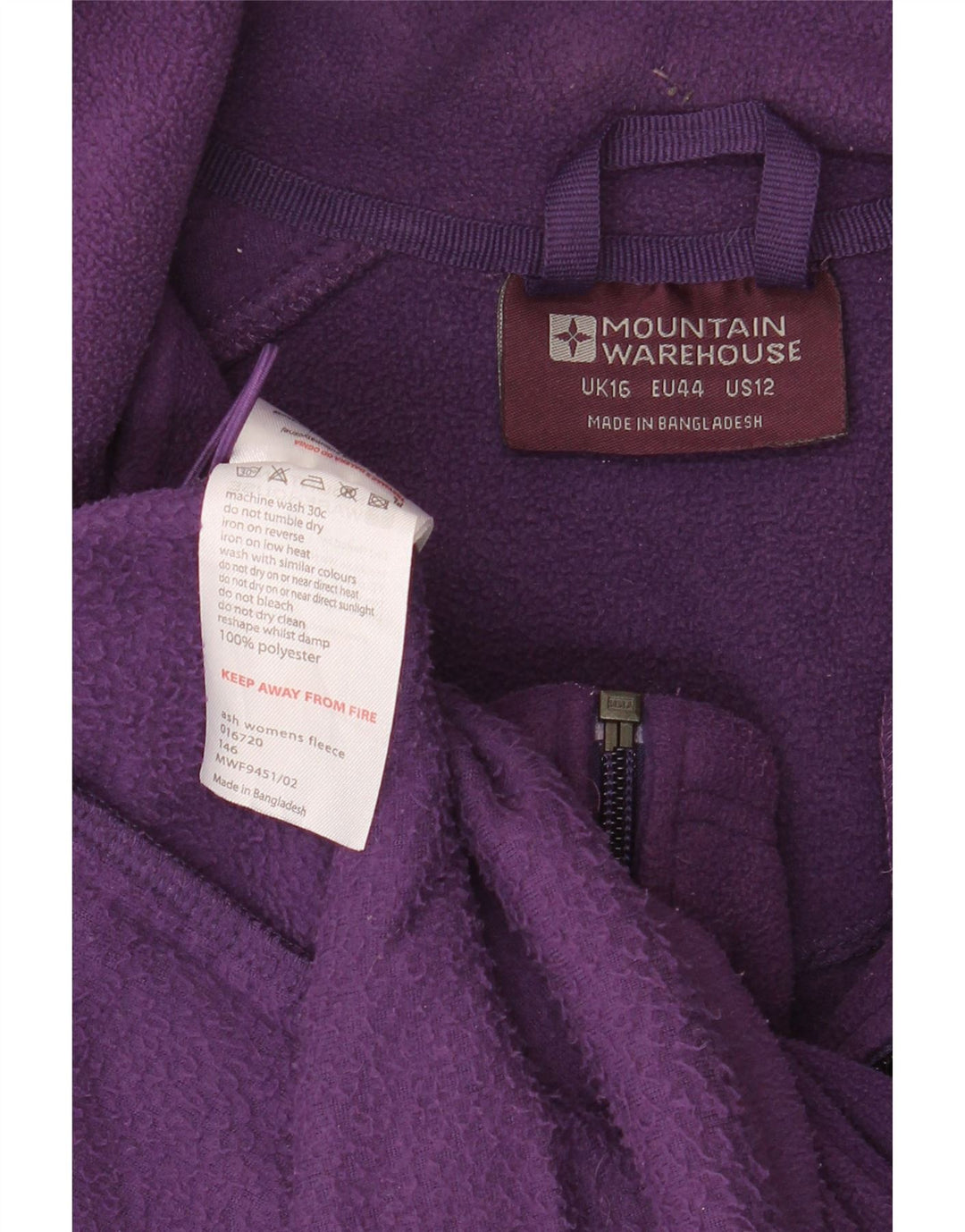 Mountain Warehouse Fleecejacke für Damen, UK 16, Größe L, Lila, Polyester