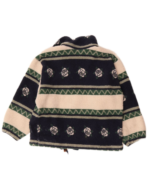 Vintage Damen-Fleecepullover mit Reißverschluss und Halsausschnitt, UK 18, XL, mehrfarbig, geblümt